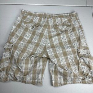 Quiksilver Edition Plaid Cargo Shorts Men Adult Size 38 Brown Used